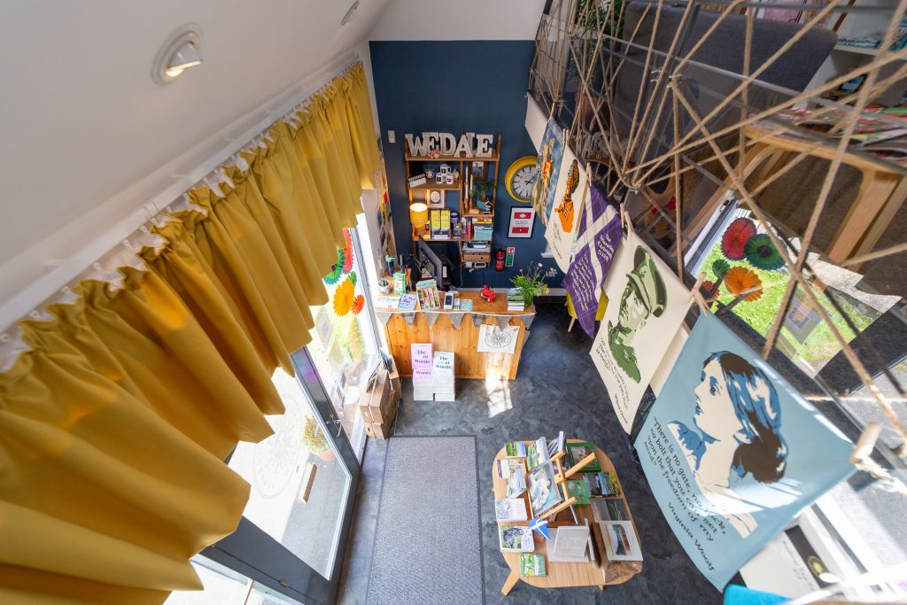 Interior of The Wedale Bookshop showing the view from the first floor